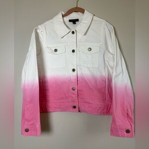 Charter Club Women's White and Pink Ombre Jean Jacket